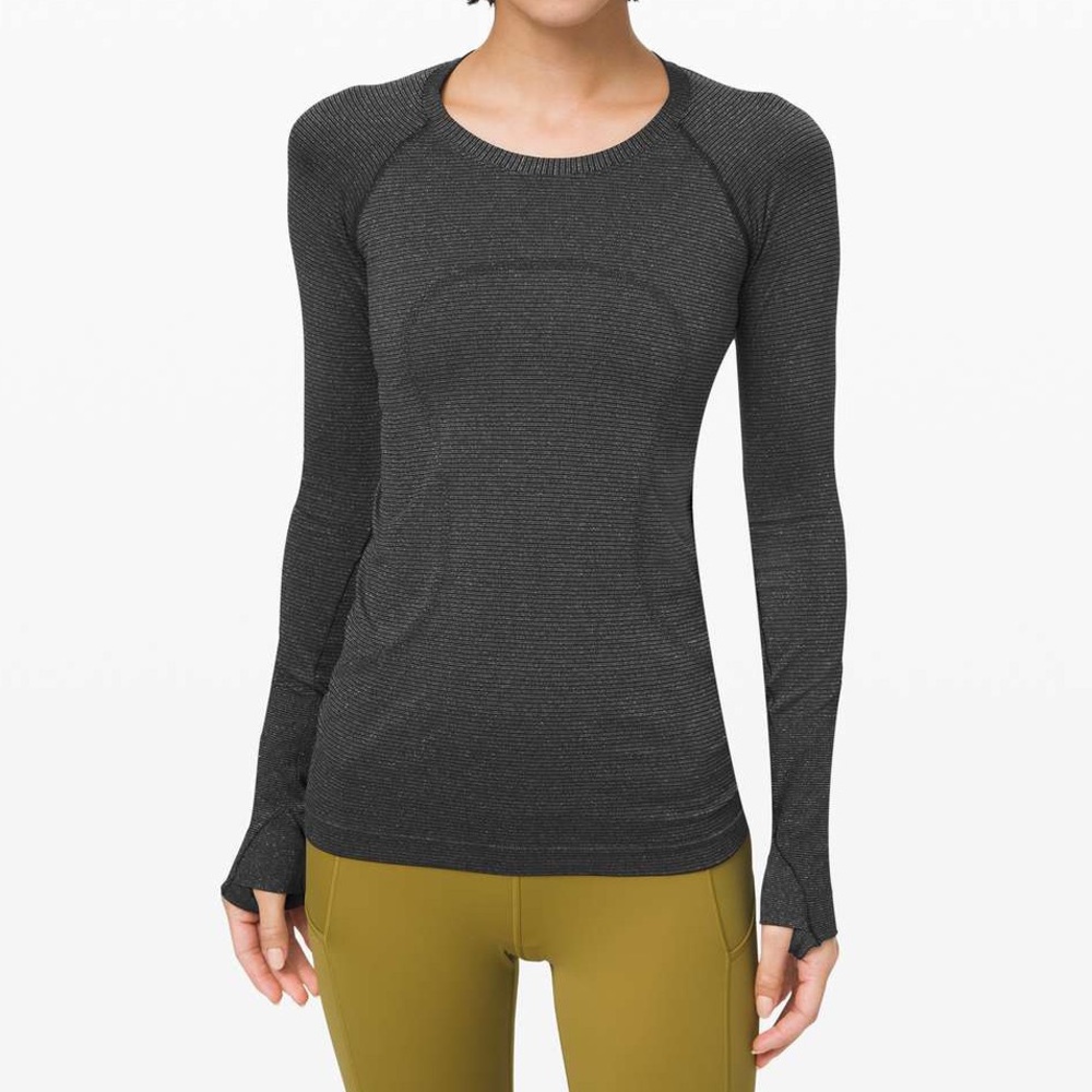 lululemon Running and Training Swiftly Relaxed Long-Sleeve Shirt - silver stripe